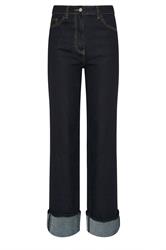 LTS Tall Dark Blue Cotton Turn Up Wide Leg Jeans | Long Tall Sally 6
