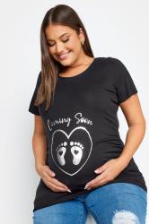 BUMP IT UP MATERNITY Plus Size Black 'Coming Soon' Slogan T-shirt | Yours Clothing 3