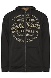 KAM Big & Tall Black 'South River' Fleece Lined Hoodie | BadRhino 2