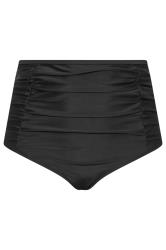YOURS Plus Size Black Ruched Super High Waisted Tummy Control Bikini Briefs | Yours Clothing 9
