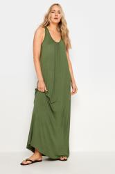 LTS Tall Women's Khaki Green Racer Back Maxi Dress | Long Tall Sally 1