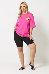 YOURS Plus Size Black Pull On Stretch Denim Cycling Shorts | Yours Clothing 1