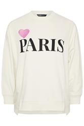 YOURS Plus Size Cream 'Paris' Heart Sweatshirt | Yours Clothing 5