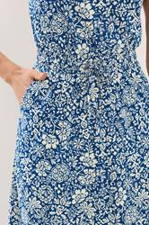 LTS Tall Women's Dark Blue Floral Tie Waist Cotton Maxi Dress | Long Tall Sally 4