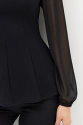 LTS Tall Black Corset Body Mesh Blouse | Long Tall Sally 5