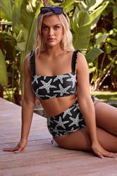 YOURS Plus Size Black Starfish Print Bikini Top | Yours Clothing 3