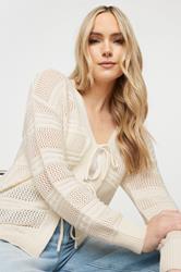 LTS Tall Ivory White Knit Tie Front Cardigan | Long Tall Sally 4