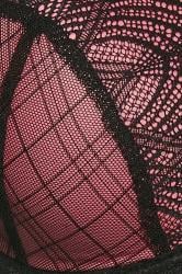 YOURS Plus Size Black & Pink Lace Detail Mesh Padded Bra | Yours Clothing 5