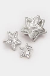 YOURSET 3 PACK Silver Tone Stud Stud Earrings | Yours Clothing  4