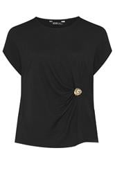 YOURS Curve Black Grown On Sleeve Top