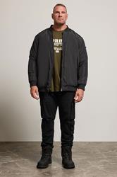  BadRhino Big & Tall Black Zip Through Bomber Jacket | BadRhino 2