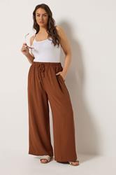 YOURS Plus Size Burnt Orange Wide Leg Trousers | Yours Clothing 1