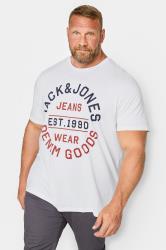 JACK & JONES White Logo 'Denim Goods' Slogan T-Shirt | BadRhino 2