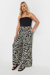 YOURS Plus Size Black Textured Abstract Print Wide Leg Trousers | Yours Clothing 1