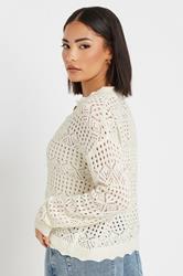 PixieGirl Petite Women's Ivory White Crochet Button Cardigan | PixieGirl 4