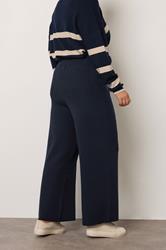 EVANS Plus Size Navy Blue Luxury Knitted Trousers | Evans 4