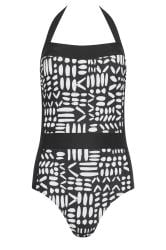 M&Co Black & White Aztec Print Halter Neck Swimsuit | M&Co 8