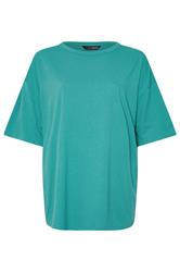 YOURS Curve Teal Blue Oversized T-Shirt