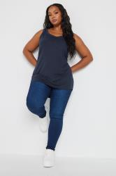 YOURS 3 PACK Curve Navy Blue & Black Core Vest Tops | Yours Clothing 6