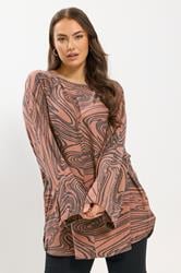 YOURS Plus Size Orange Abstract Print Soft Touch Jumper | Yours Clothing 3