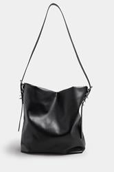 Black Faux Leather Slouched Shoulder Bag | Yours Clothing 3