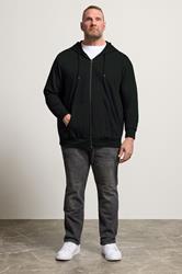 JACK & JONES Big & Tall Black Plain Zip Through Hoodie | BadRhino 1