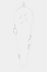 Silver Tone Abstract Hoop Necklace & Earrings Set | Yours Clothing 3