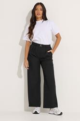 PixieGirl Petite Women's Black Buckle Wide Leg Trousers | PixieGirl 1