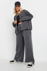 YOURS Plus Size Grey Acid Wash Oversized Sweat Bomber Jacket | Yours Clothing 1
