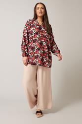 EVANS Plus Size Orange Ditsy Floral Tie Neck Top | Evans 1