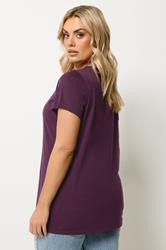 YOURS Plus Size Dark Purple Core T-Shirt | Yours Clothing 2