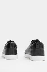 Black Faux Leather Lace Up Trainers In Extra Wide EEE Fit | Yours Clothing 4