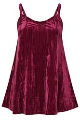 YOURS Curve Burgundy Red Crushed Velour Cami Vest Top