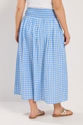 YOURS Plus Size Blue Gingham Maxi Skirt | Yours Clothing 2
