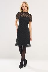 PixieGirl Petite Women's Black Lace Short Sleeve Dress | PixieGirl 1