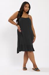 YOURS Plus Size Black Crinkle Mini Dress | Yours Clothing 3