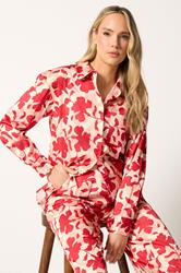 LTS Tall Women's Pink Floral Satin Button Shirt | Long Tall Sally 1