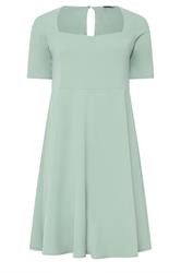 YOURS LONDON Curve Sage Green Panel Skater Dress
