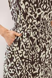LTS Tall Women's Chocolate Brown Aztec Tie Waist Cotton Maxi Dress | Long Tall Sally 4