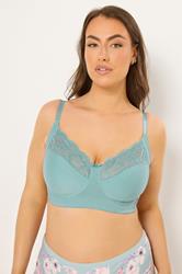 YOURSET 2 PACK Plus Size Blue Cotton Lace Trim Non-Padded Non-Wired Bralette | Yours Clothing 2