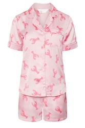 PixieGirl Petite Pink Satin Lobster Graphic Short Pyjama Set