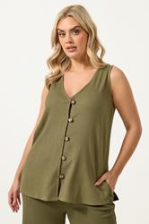 YOURS Plus Size Khaki Green Textured Waistcoat | Yours Clothing 3