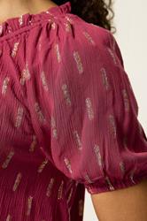 M&Co Berry Red Foil Detail Blouse | M&Co 6