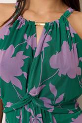 M&Co Petite Teal Mesh Knot Front Halter Neck Maxi Dress | M&Co 5