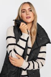 LTS Tall Black Funnel Neck Quilted Longline Gilet | Long Tall Sally 5