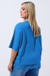 LIMITED COLLECTION Plus Size Cobalt Blue Oversized Lace Hem T-Shirt | Yours Clothing 2