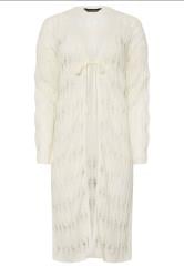 PixieGirl Petite Ivory White Crochet Maxi Tie Cardigan