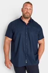 D555 Big & Tall Navy Blue Short Sleeve Oxford Shirt | BadRhino 3