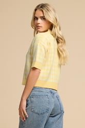PixieGirl Petite Women's Yellow Knitted Gingham Cardigan | PixieGirl 2