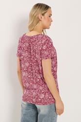 LTS Tall Women's Red Paisley Print Bubble Hem T-Shirt | Long Tall Sally 2